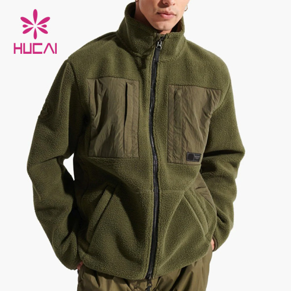 Custom logo men full zip green printed casual jackets factory manufacturer gym wear suppliers