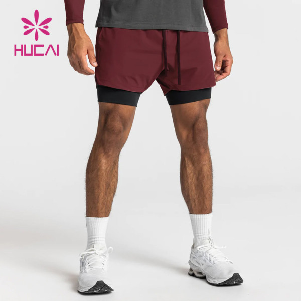 custom mens running dry fit gym shorts 2 in 1 quick-drying activewear suppliers