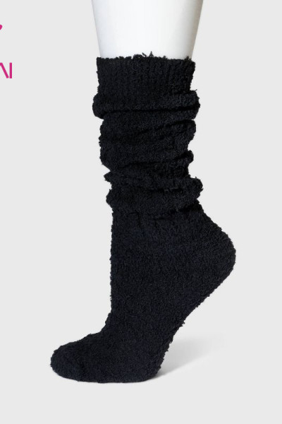 Custom Mens Unisex Super Soft Scrunches Knee-Socks Black Factory Manufacturer