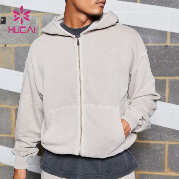 Low MOQ Custom Private Label Washed Mens Gym Jacket Full Zipper Coat Factory Manufacturer