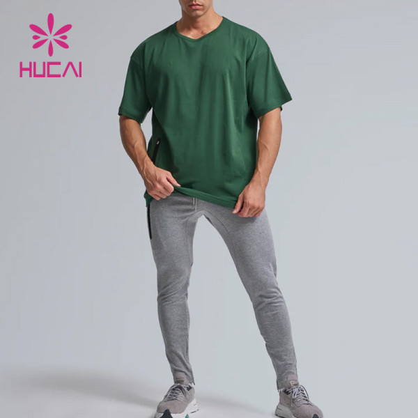 OEM Custom Men Basic T Shirts|Green Oversized Shorts Sleeves|Sportswear Factory