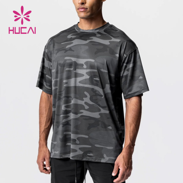 Custom Dri-Fit Fabrics Gym Camo Printing T Shirts Mens Factory Manufacturer