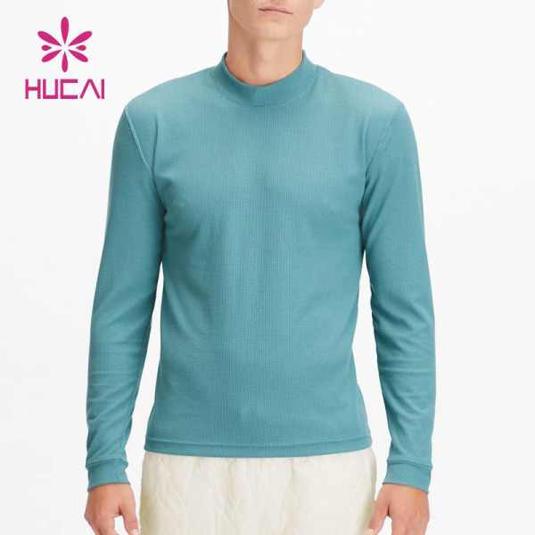 Custom Plain Blue T Shirts Mens Stretch Long Sleeves Tights New Gym Gear Supplier