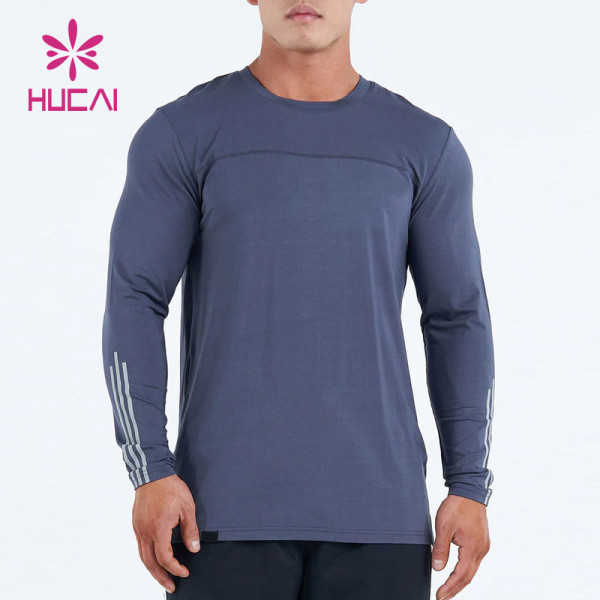 ODM Custom Reflective Stripe Men Long Sleeve Dry Fit Appeal Sportswear Factory