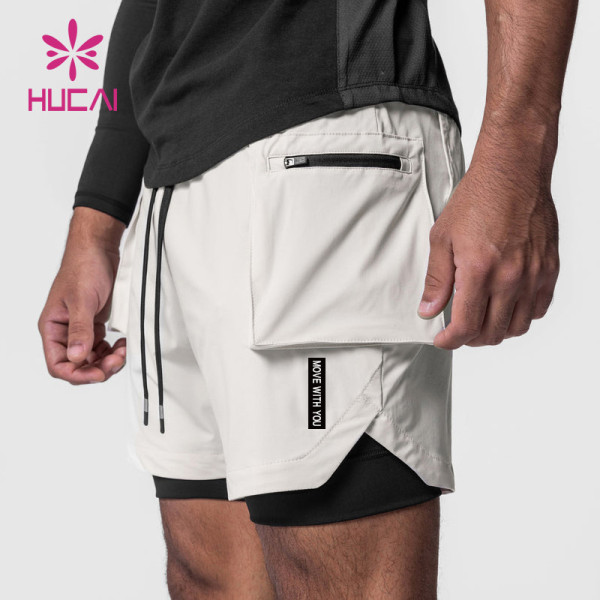 OEM Mens Shorts 2 In 1 Private Label Color Contrast  Gymwear Factory China