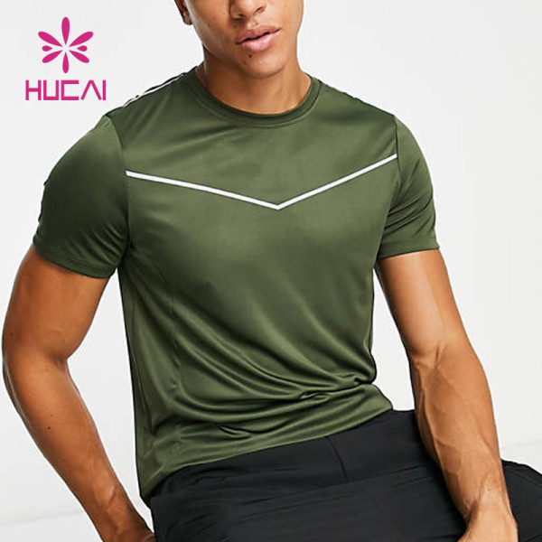 OEM Mens Slim T Shirts Soft Fabric Reflective Tape Design Gymwear Factory