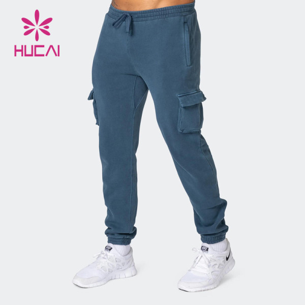 HUCAI OEM ODM Drawstring Cargo Pockets Mens Jogger Pants Custom Fitness Clothing
