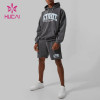 HUCAI Custom Logo Grey Street Wear Soft Cotton Men Hoodie China Manufacturer