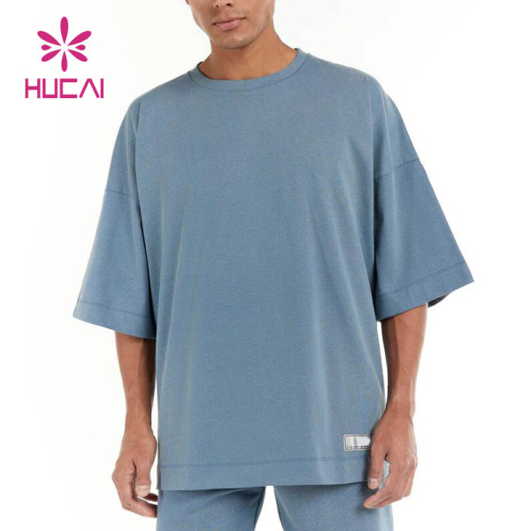 HUCAI Custom Logo Mens Oversized Tee Low MOQ T Shirts Custom Fitness Clothing