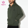 HUCAI Custom Logo Army Green Soft Cotton Men Hoodie China Manufacturer