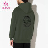 HUCAI Custom Logo Army Green Soft Cotton Men Hoodie China Manufacturer