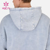 HUCAI High Quality Washed Process Mens Hoodie Private Label Fitness Clothing