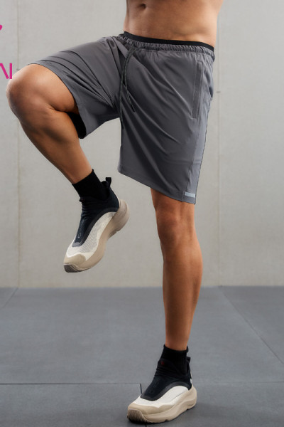 HUCAI Custom Sports Shorts Double Waist Head Design Reflective Strip Gymwear For Men