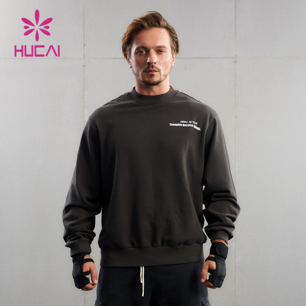 HUCAI ODM Gym Sweatshirts Circular Collar Printing Light Washed Hoodies Supplier