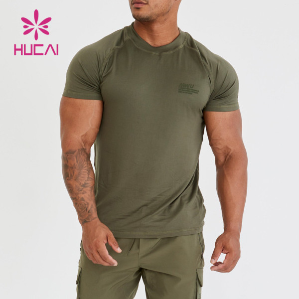 HUCAI Custom Men Yoga Gym Fashion T Shirts Body Fit Sportswear China Private Brand