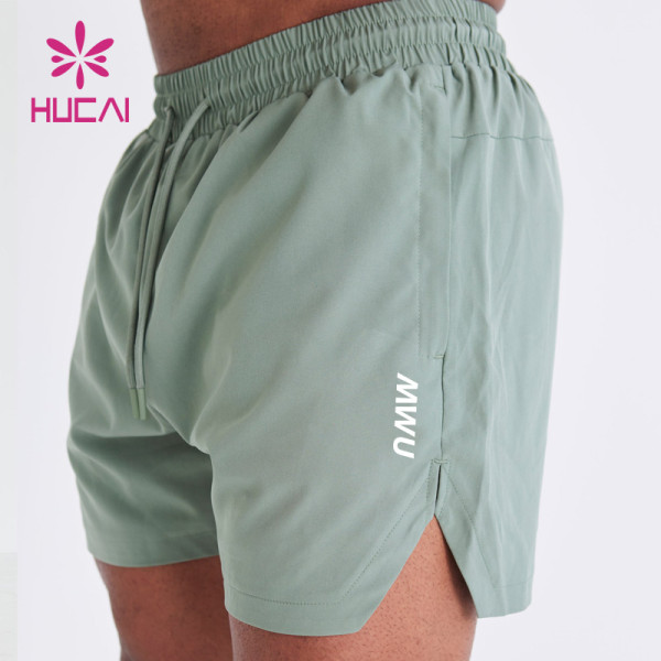 HUCAI New Design Mens Drawstring Slit Bottoms Sports Shorts Factory Manufacturer
