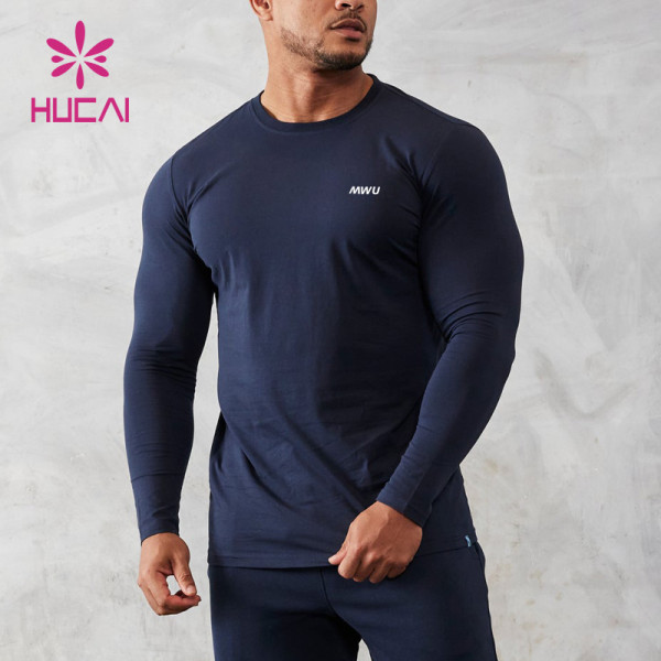 HUCAI Fashionable Compression Gym Fashion Fit T Shirts Mens Long Sleeve China Manufacturer