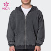 HUCAI Luxurious Logo Grey Street Wear Washed Fabric Men Jacket China Manufacturer