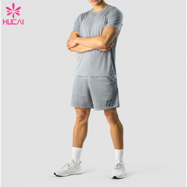 HUCAI OEM Mens Mesh Fabric Sports Shorts With Drawstring Inside Factory Manufacturer