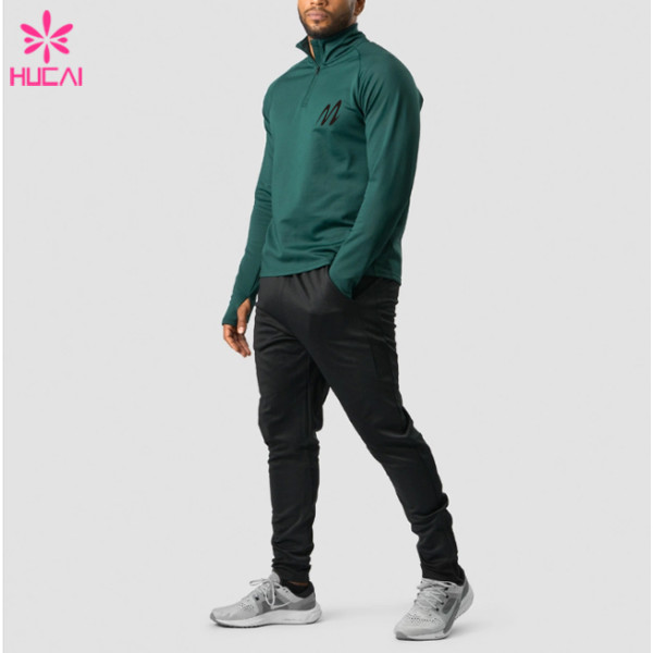 HUCAI Premium Quality Gym Sweatshirts 1/4 Zipper Thumb Slit Hoodies China Manufacturer