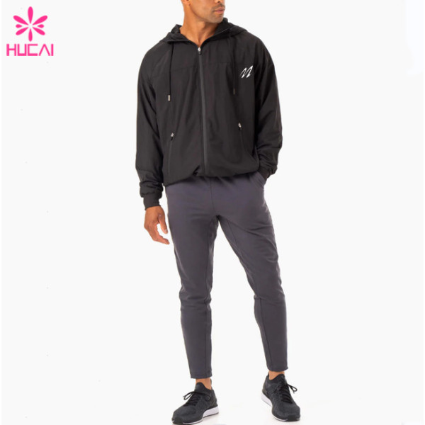 HUCAI High Quality Waterproof Parsnip Men Jacket With Hat Drawstring China Manufacturer