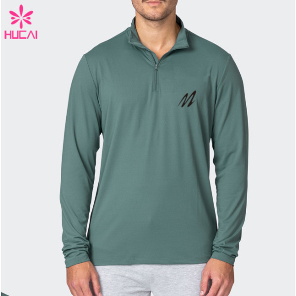 HUCAI Fashionable Leisure Gym Breathable Fit T Shirts Mens Long Sleeve China Manufacturer