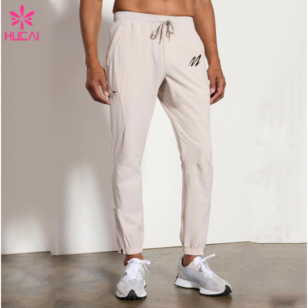 HUCAI High Quality Gym Mesh Phone Pockets Screen Printing Drawstring Joggers China Manufacturer