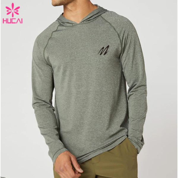 HUCAI Fashionable Performance Gym Leisure Shirts Mens Long Sleeve China Manufacturer