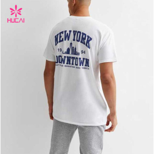 HUCAI OEM ODM Private Label Gym T-shirts Oversized Screen Printed Cotton Tee