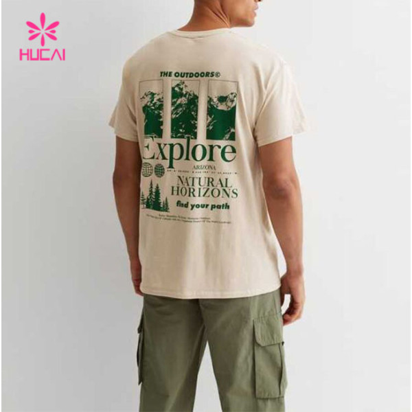 HUCAI OEM ODM Running Sport T-shirts Oversized Screen Printed Cotton Tee