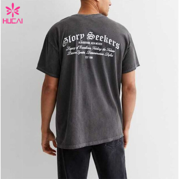 HUCAI OEM ODM Running Sport T-shirts Oversized Screen Printed Cotton Tee