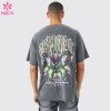 HUCAI Gym Sport T-shirts Oversized Screen Printed Fit Cotton Tee