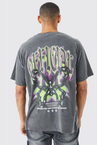 HUCAI Gym Sport T-shirts Oversized Screen Printed Fit Cotton Tee