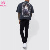 HUCAI Gym Sport T-shirts Oversized Screen Printed Fit Cotton Tee