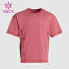 HUCAI ODM Gym Shirts Washed Fabric Mens Screen Printing Cotton Tee Suppliers
