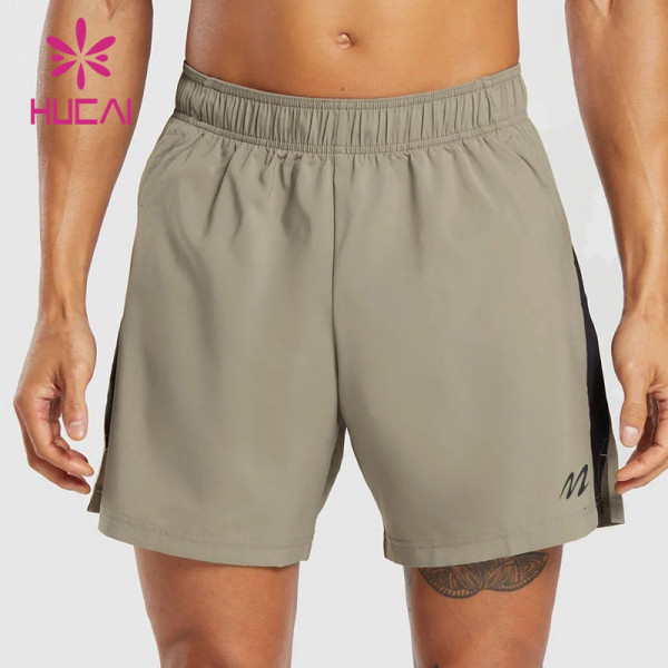 HUCAI ODM Fitness Pocket Shorts Quick-Drying Fabric Contrast Color Workoutwear