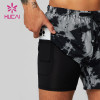 HUCAI Custom Gym Shorts Digital Printing 2 in 1 OEM Fitness Clothes Factory