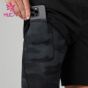 HUCAI Custom 2 in 1 Fitness Shorts Mens Camo Printing Private Label Spandex Gym Wear