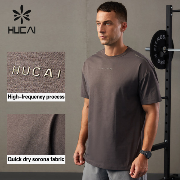 HUCAI Custom Mens Sports Shirts Sonoma Anti Bacterial Fabric Gymwear Factory