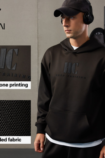 HUCAI Custom Mens Sports Hoodies Silicone Printing Gymwear Manufacturer