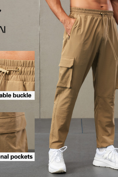 HUCAI OEM Mens Sports Joggers Quick Drying Adjustable Buckle Sweat Pants Factory