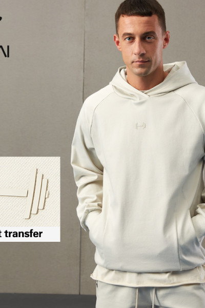 HUCAI Fitness Hoodies Line Sense Design Heat-transfer Process Mens Gym Clothes