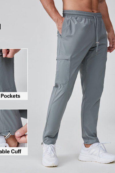 HUCAI OEM Men's Gym Pants Nylon Spandex Stopper Lightweight Cargo Pocket Sports Jogger Manufacturer