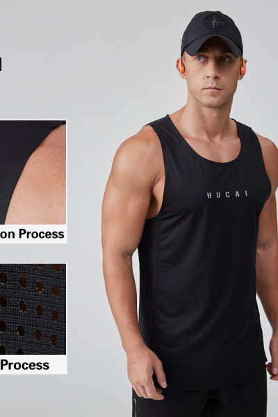 HUCAI Gym Wear Manufacturer OEM Dry Fit Lamination Laser Process Workout Training Tank Top