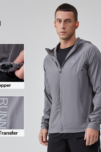 HUCAI Gym Wear Manufacturer OEM Nylon Spandex Lightweight Reflective Heat Transfer Sports Jacket