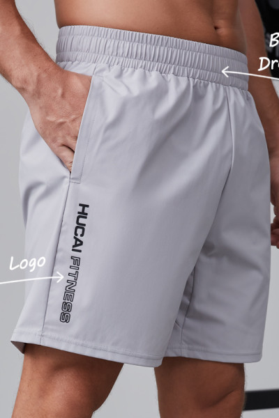 HUCAI Activewear Manufacturer|Custom Gym Shorts 100% polyester Split Hem Workout Sportswear