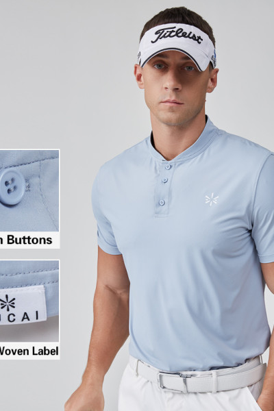 HUCAI Activewear Manufacturer| Custom Golf T-shirt Micro Stand Collar Nylon Spandex Golf Suit