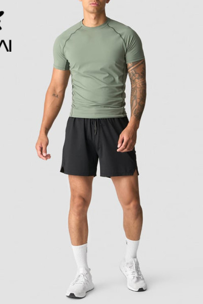 HUCAI Sportswear Private Label Sport T-shirts Splicing Breathable And Comfortable