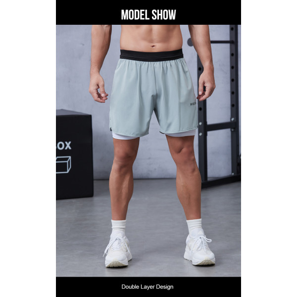 Autumn Workout Shorts with Inner Compression Layer|Hucai Activewear Manufacturer