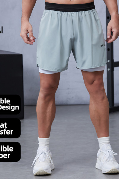 Autumn Workout Shorts with Inner Compression Layer|Hucai Activewear Manufacturer